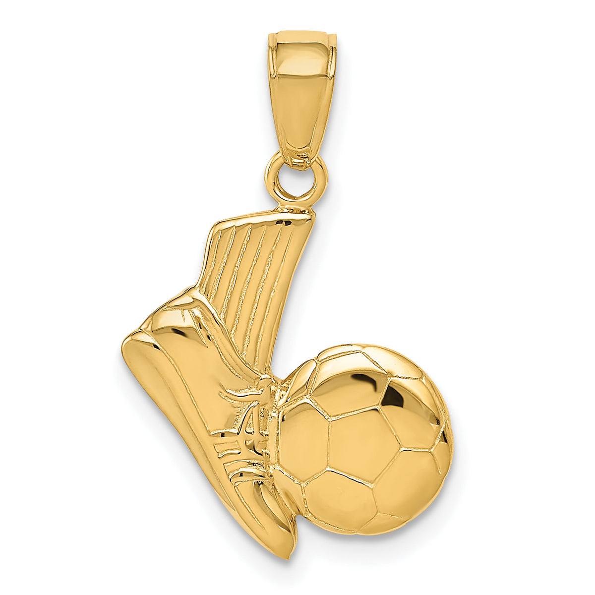 14K Solid Open-Backed Soccer Shoe and Ball Pendant