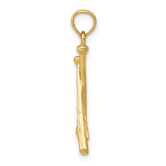 14K Gold Polished Open-Back Baseball Bat Pendant for Men  Elegant Themed Charm