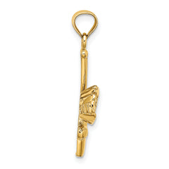 14K Solid Open-Backed Glove/Bat/Baseball Charm