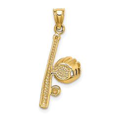 14K Solid Open-Backed Glove/Bat/Baseball Charm