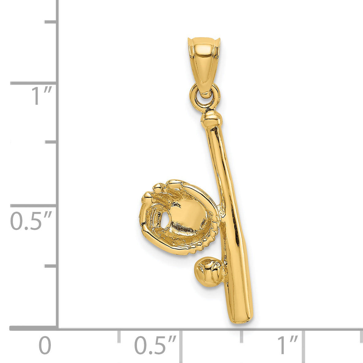 14K Solid Open-Backed Glove/Bat/Baseball Charm