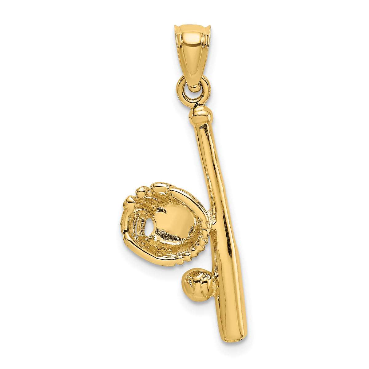 14K Solid Open-Backed Glove/Bat/Baseball Charm