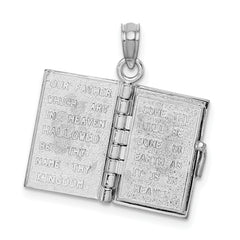 14K White Gold 3D Lords Prayer Bible Pendant