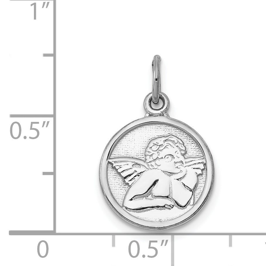 14k White Gold Polished Angel Charm