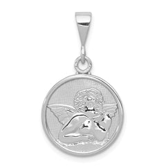 14K White Gold Polished and Satin Angel Pendant