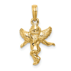 14K Gold Solid Angel Pendant with 3D Polished Finish  Elegant & Casted Design