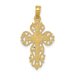 14k Polished Filigree Cross Charm