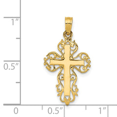 14k Polished Filigree Cross Charm