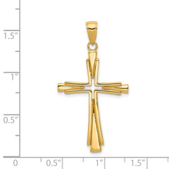 14K Gold Polished Solid Cross Pendant with Flat Back Design