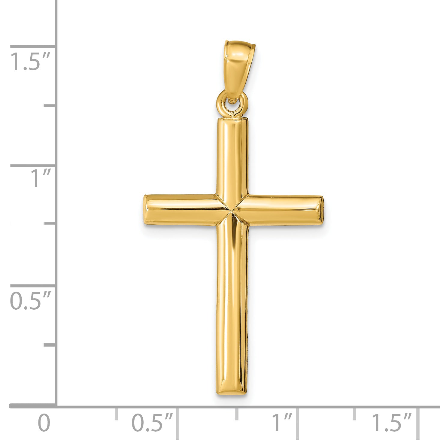 14K Gold Polished Cross Pendant with Solid Cast Design