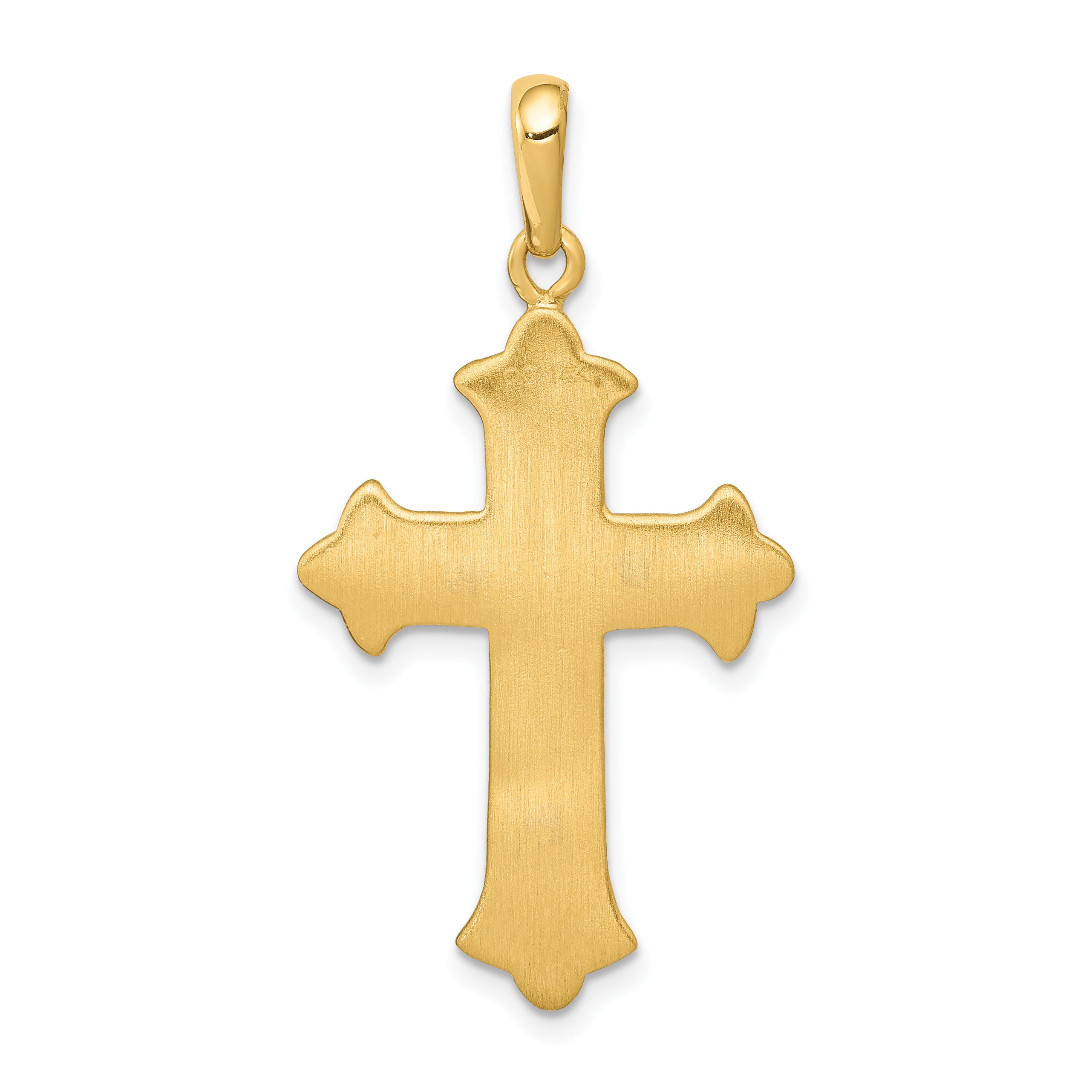 14K Two-Tone Gold Fleur De Lis Cross Pendant with Polished Finish