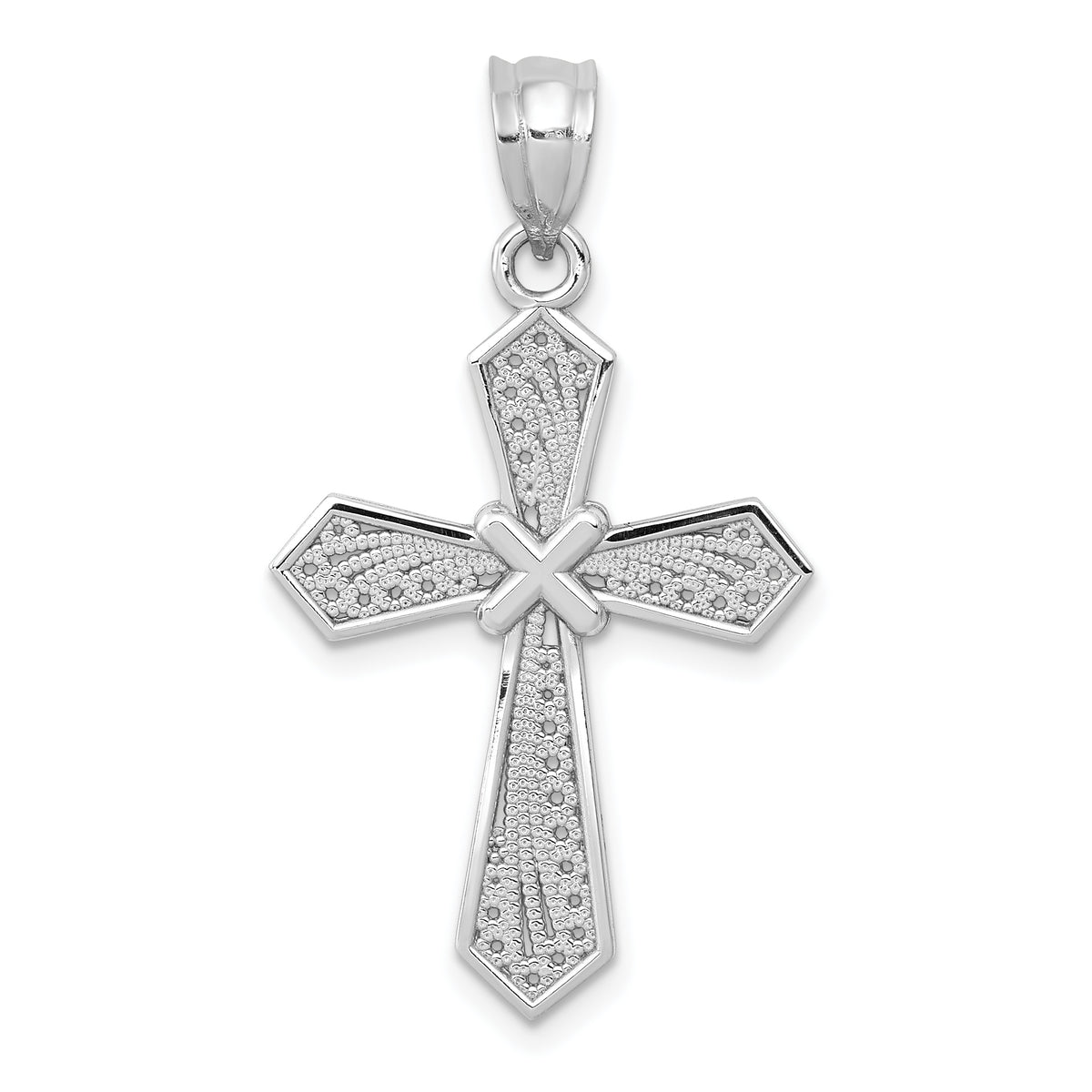 14k White Gold Passion Cross Pendant