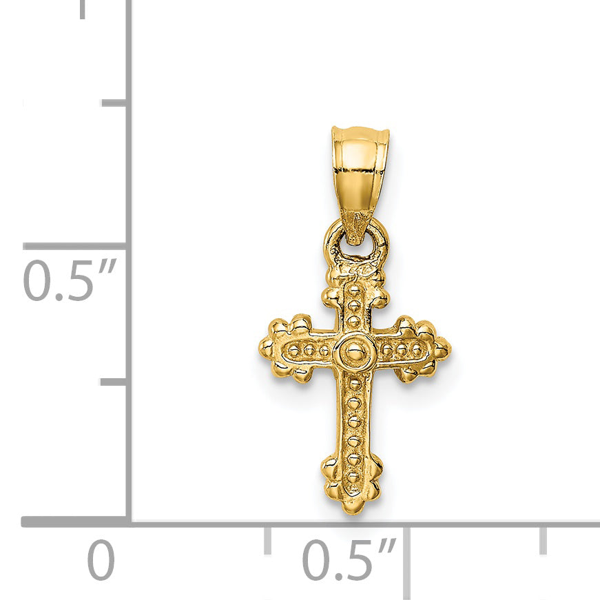 14k Tiny Budded Cross Charm