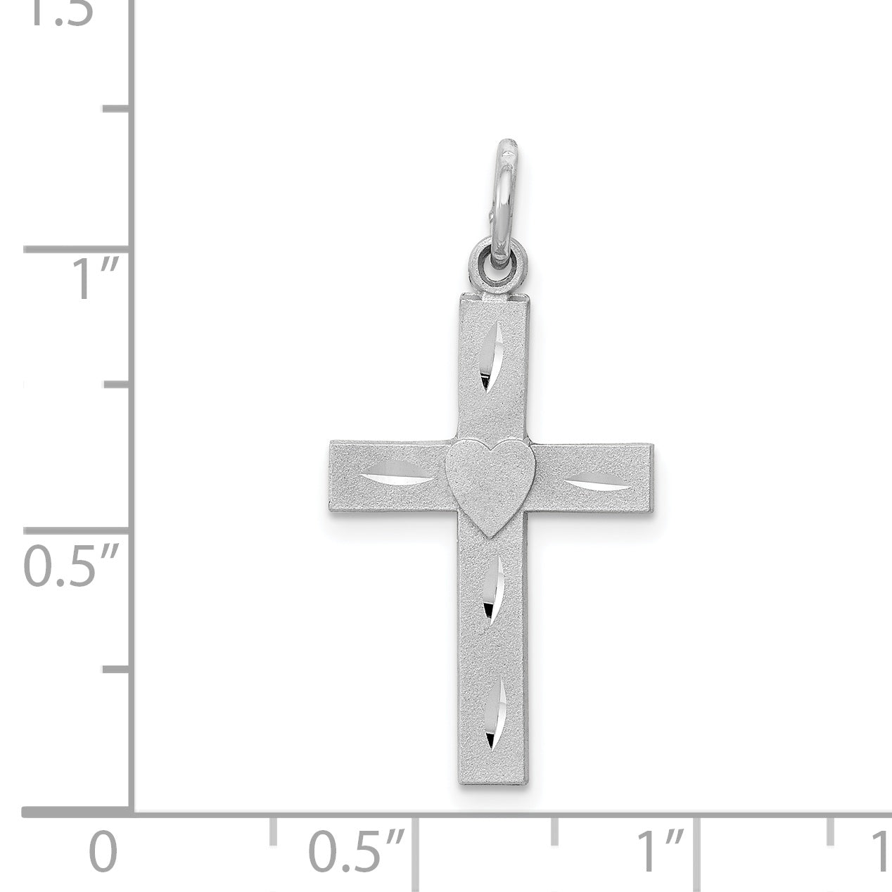 14K White Gold Diamond-Cut Latin Cross Pendant with Rhodium Finish