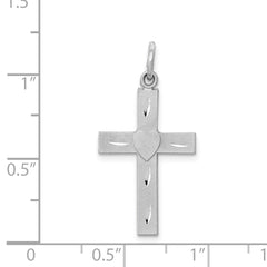 14K White Gold Diamond-Cut Latin Cross Pendant with Rhodium Finish