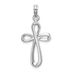 14k White Gold Polished Cross Pendant