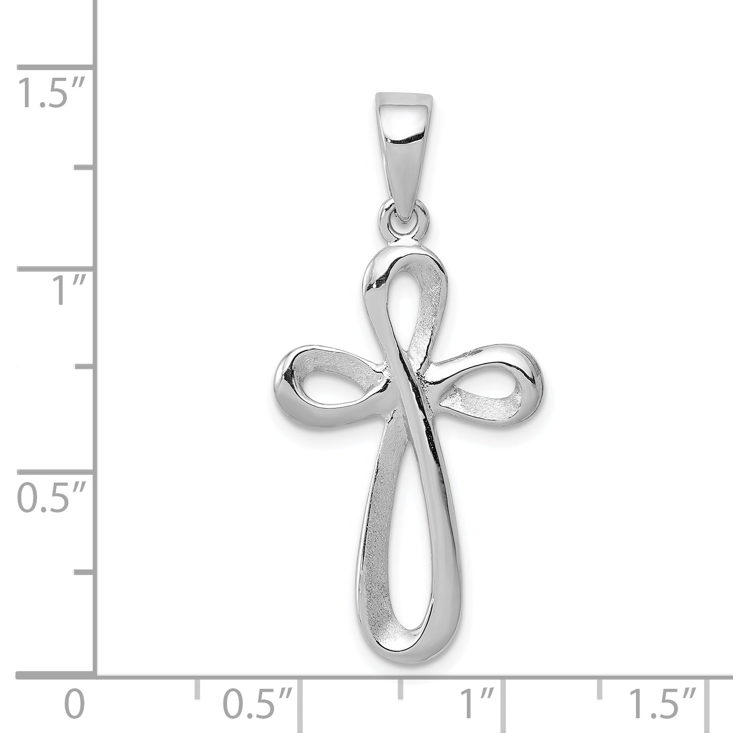 14k White Gold Polished Cross Pendant