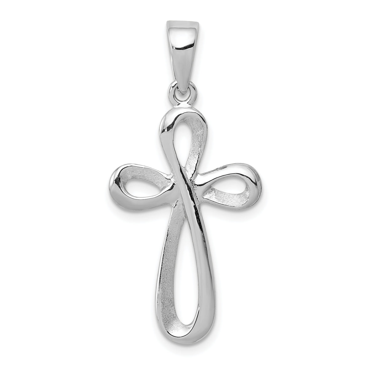 14k White Gold Polished Cross Pendant