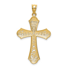 14k w/Rhodium Filigree Cross Pendant