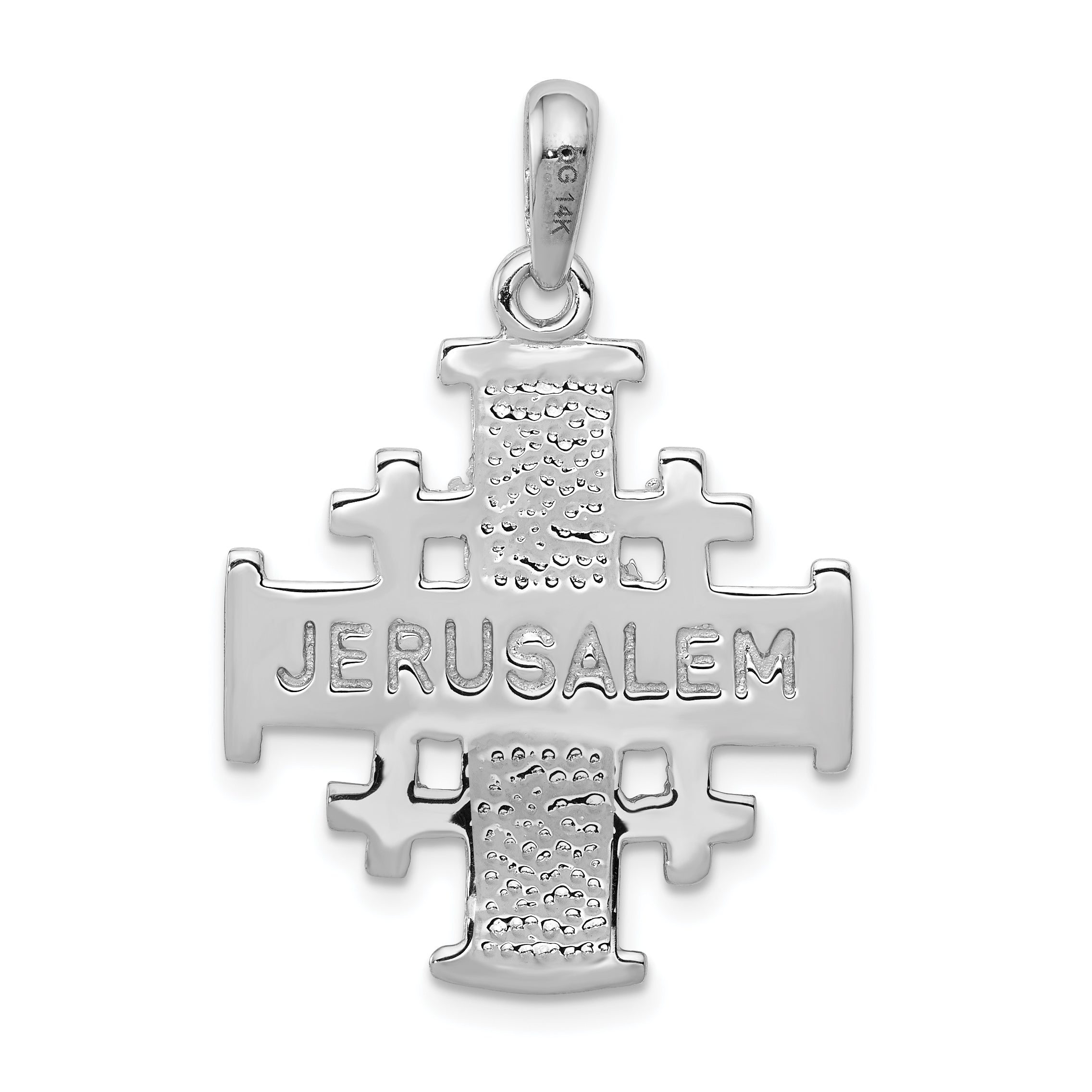 14k White Gold Jerusalem Cross Pendant