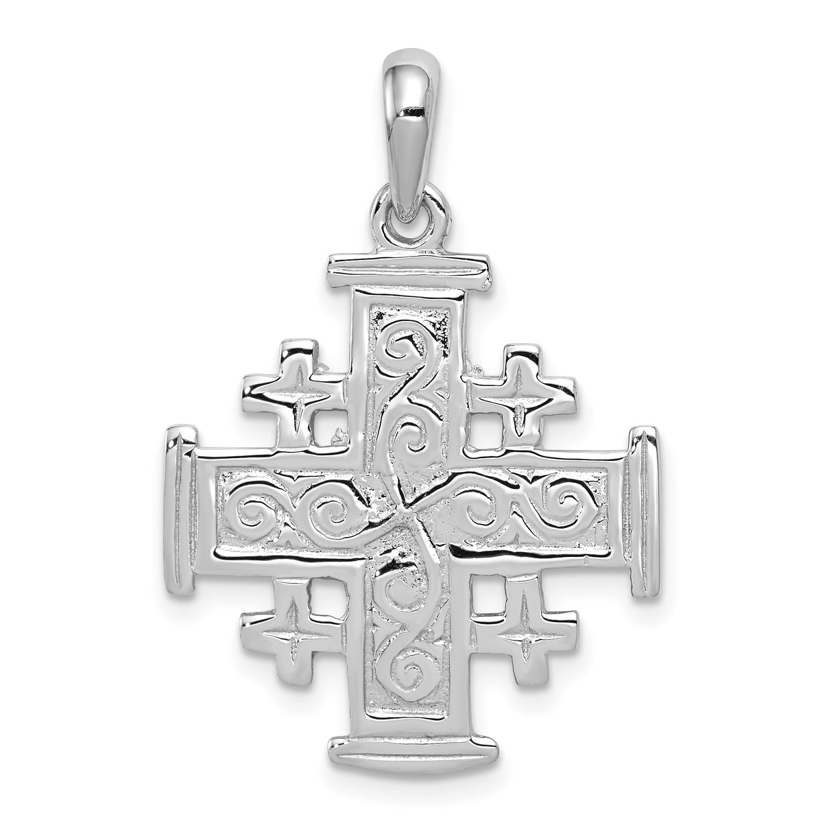 14k White Gold Jerusalem Cross Pendant