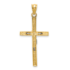 14K Two-Tone Gold Crucifix Pendant with Polished Finish Solid Design