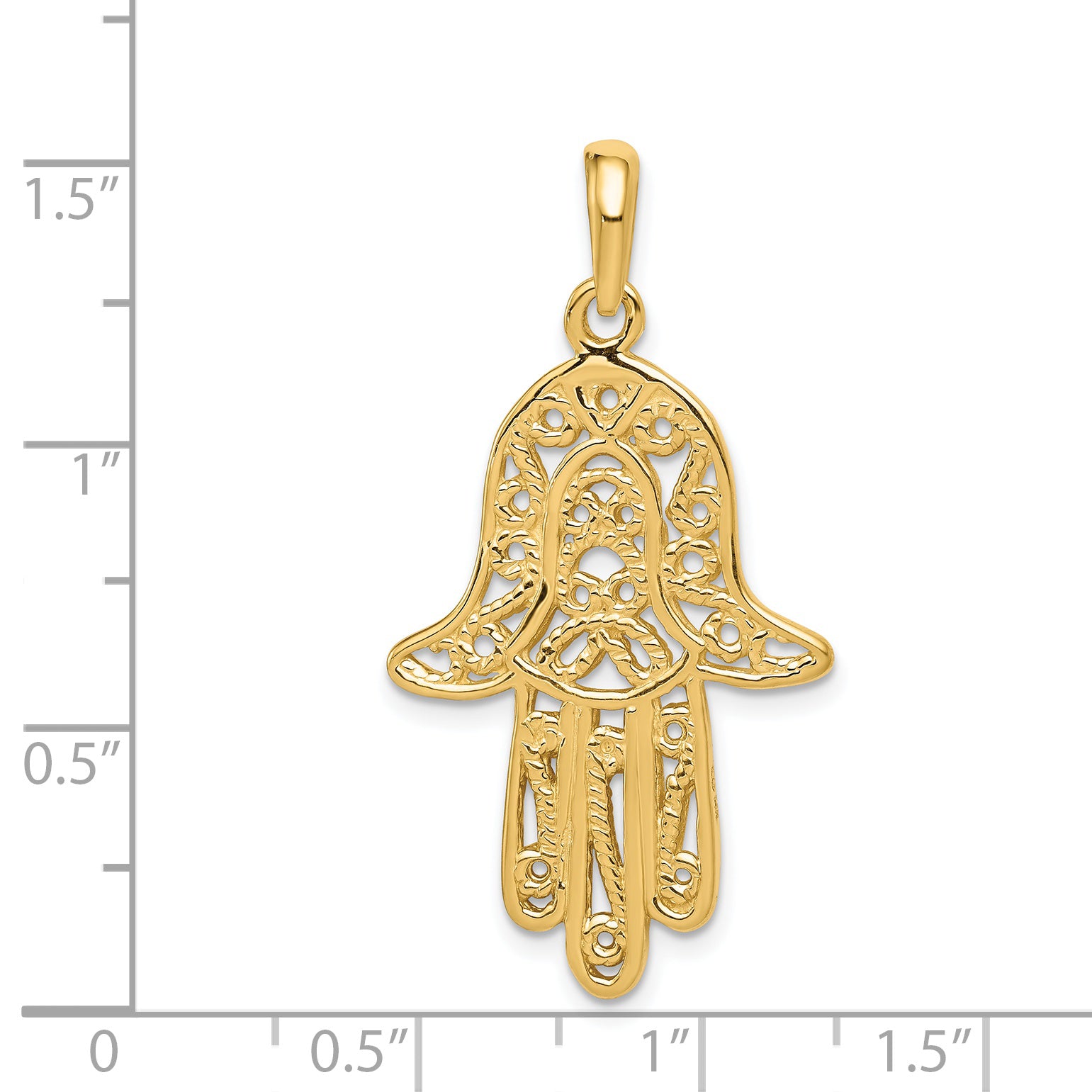 14K Gold Filigree Chamseh Pendant with Elegant Flat-Back Design