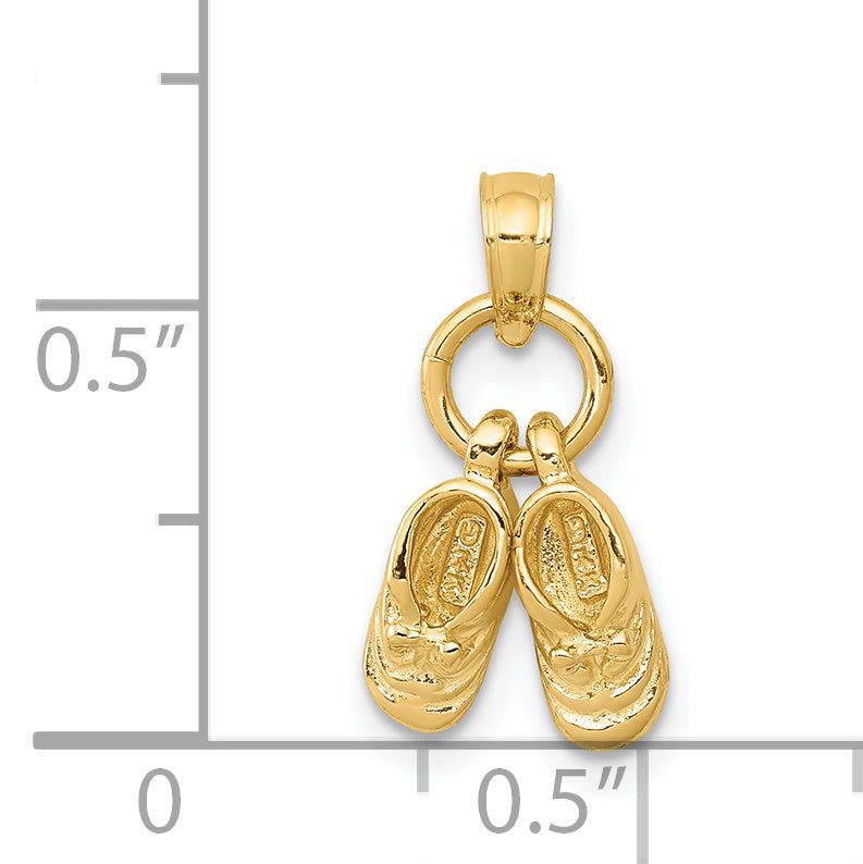 14k 3D Moveable Baby Shoes Charm