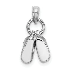 14k 3D Moveable White Gold Baby Shoes Charm