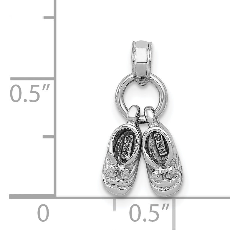 14k 3D Moveable White Gold Baby Shoes Charm