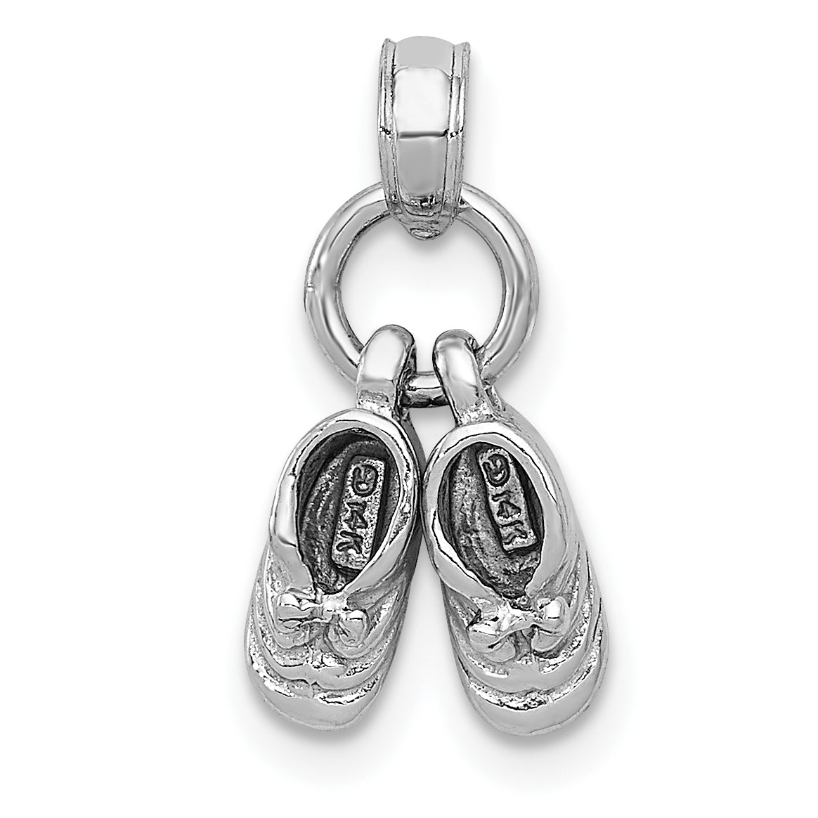 14k 3D Moveable White Gold Baby Shoes Charm