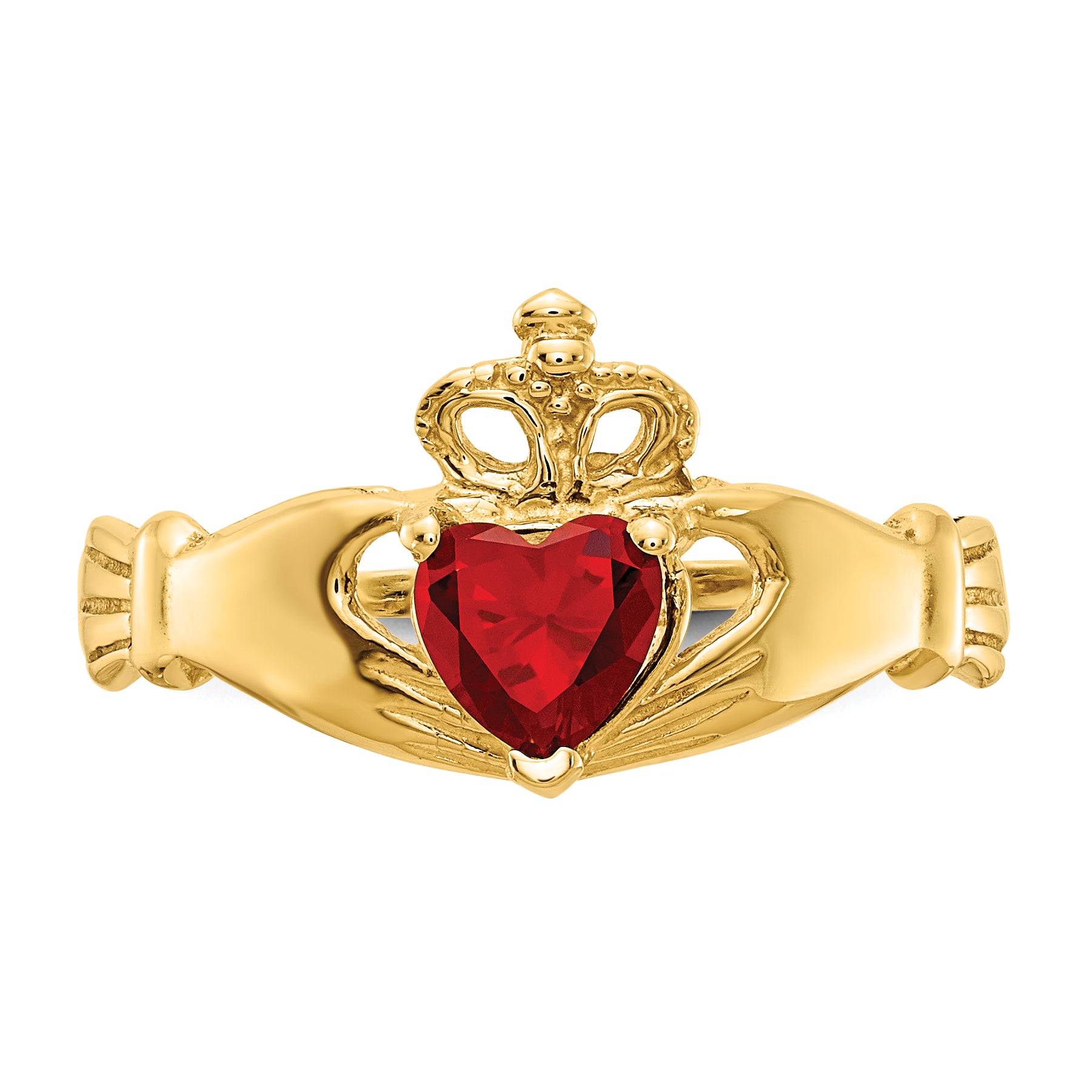 14k CZ January Birthstone Claddagh Heart Ring