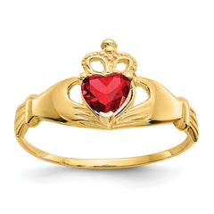 14k CZ January Birthstone Claddagh Heart Ring