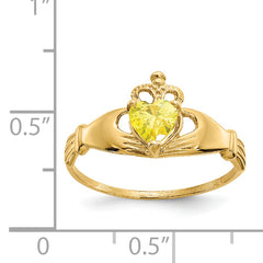 14k CZ November Birthstone Claddagh Heart Ring