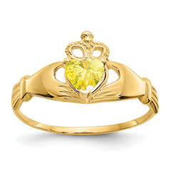 14k CZ November Birthstone Claddagh Heart Ring