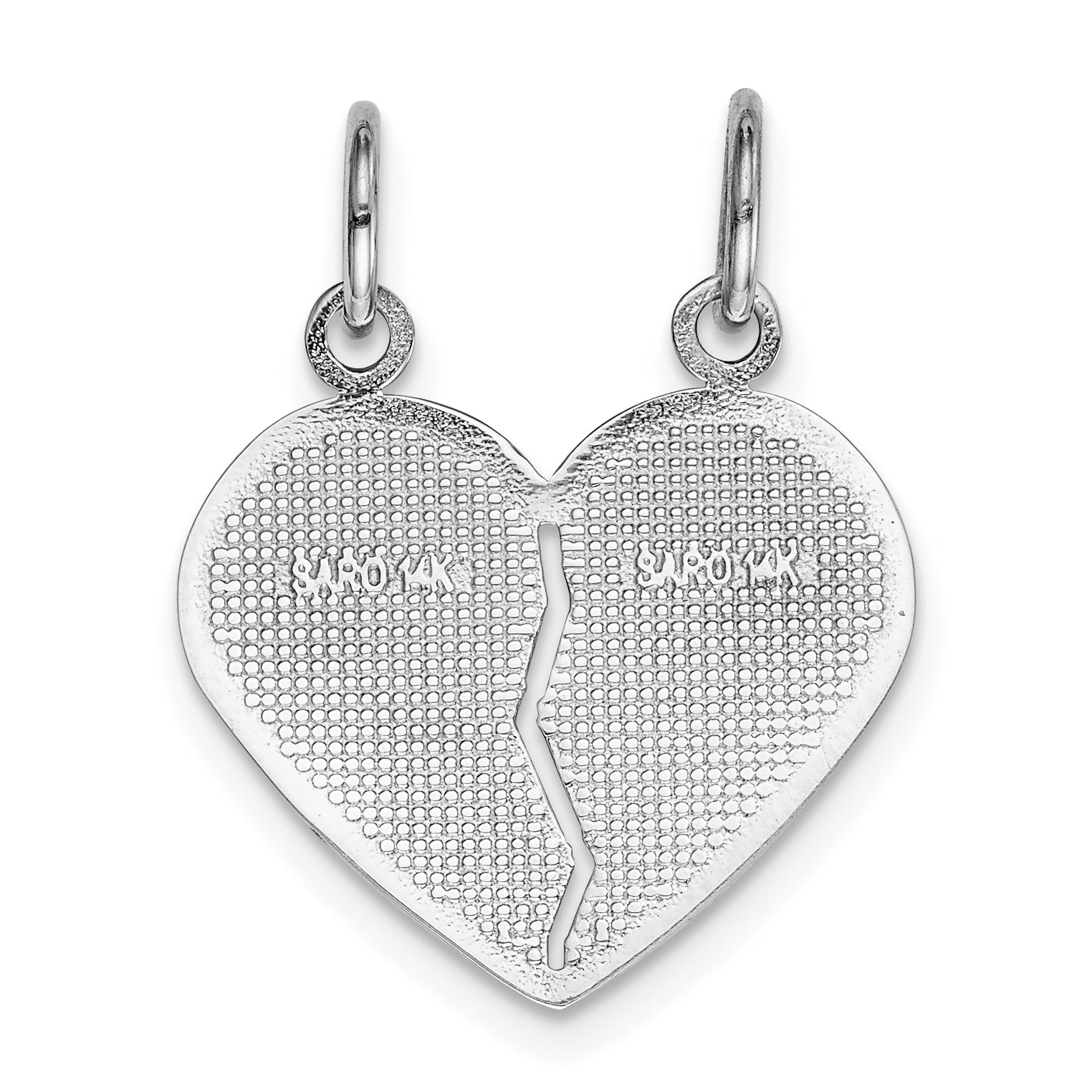 14k White Gold DAUGHTER-MOM Break-apart Heart Charm