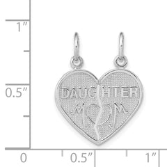 14k White Gold DAUGHTER-MOM Break-apart Heart Charm