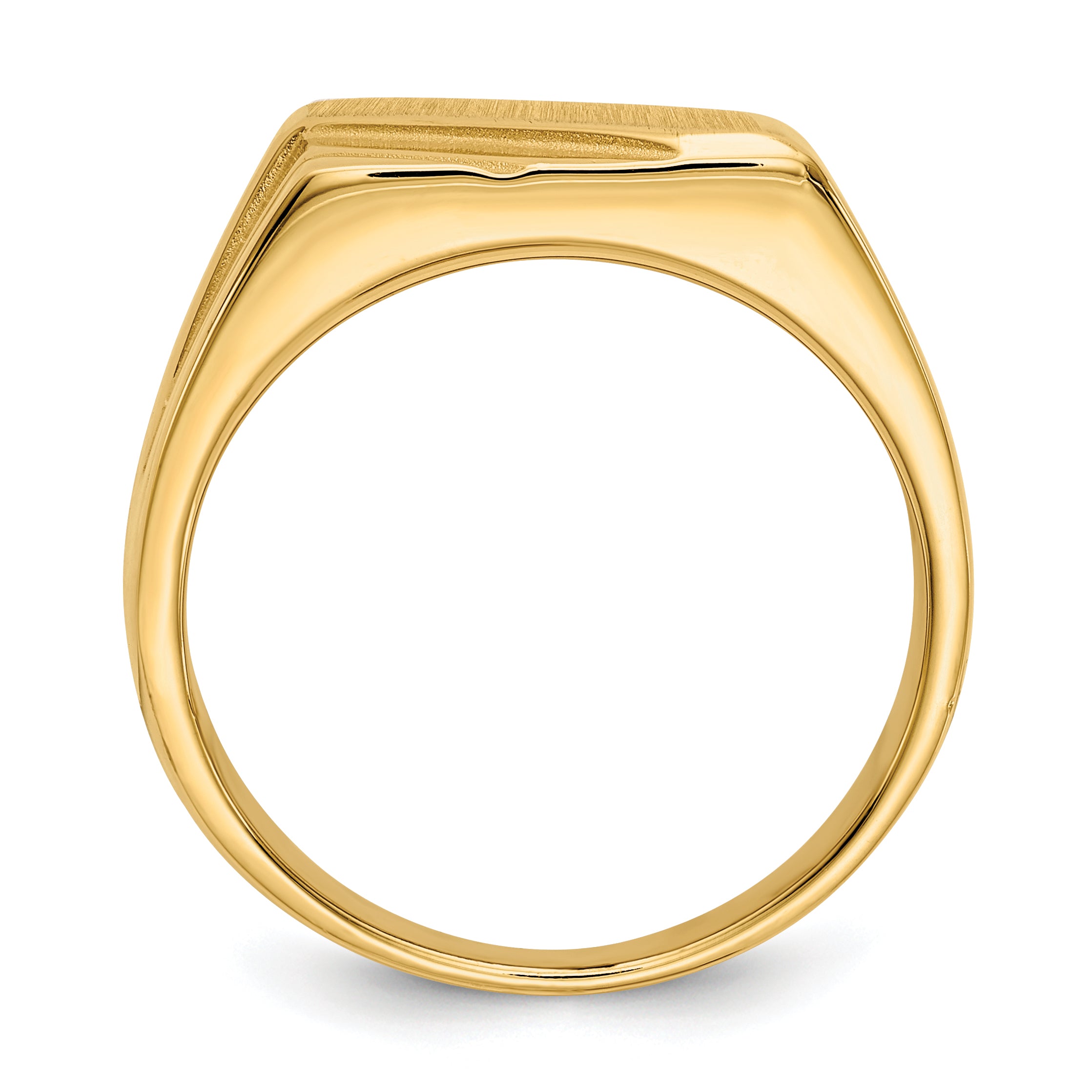 14k 13.0x11.0mm Open Back Diagonal Mens Signet Ring