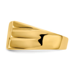 14k 13.0x11.0mm Open Back Diagonal Mens Signet Ring