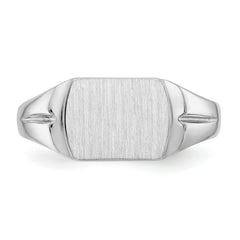 14k White Gold 8.0x10.5mm Closed Back Signet Ring