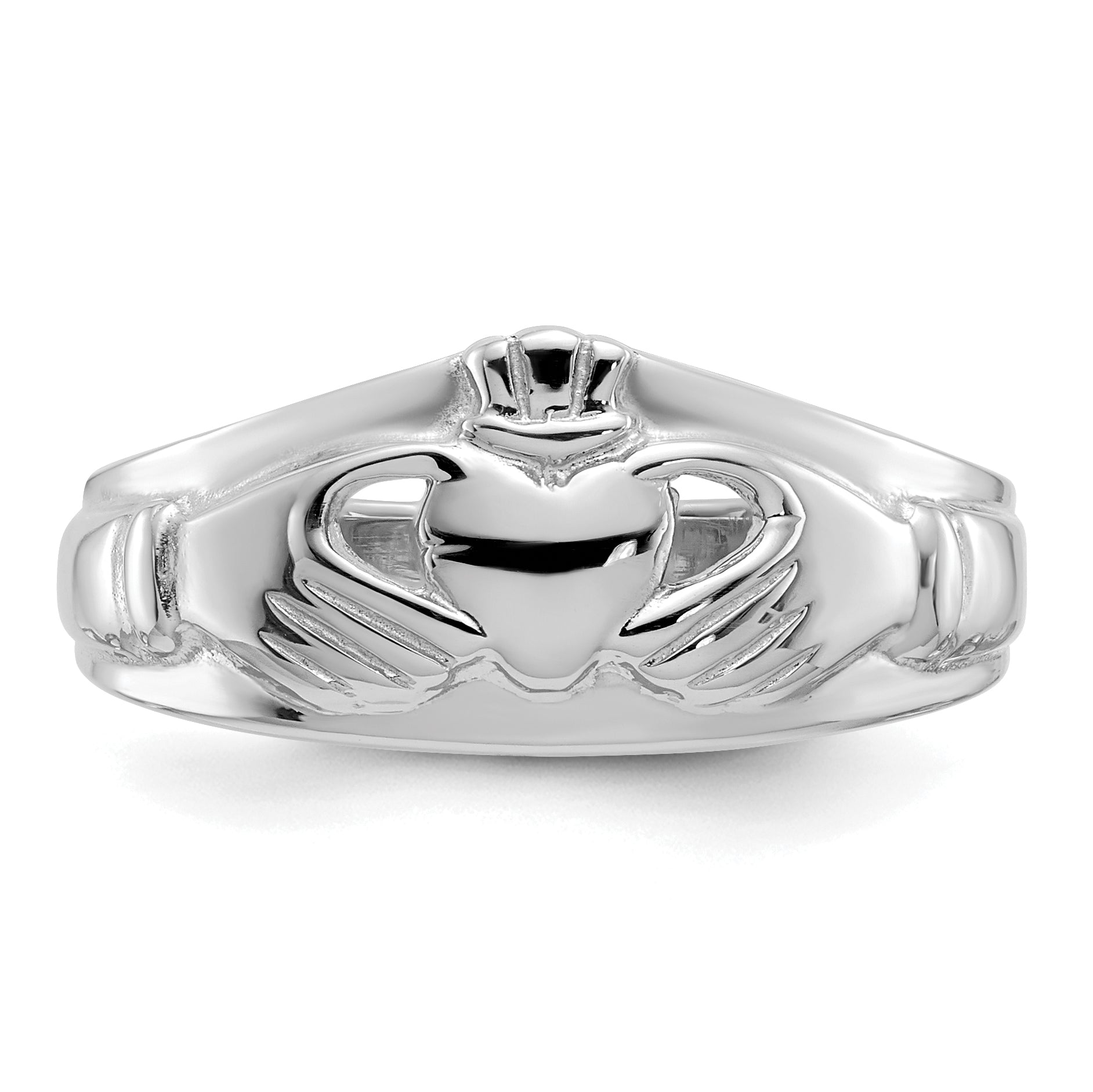 14k White Gold Ladies Claddagh Ring