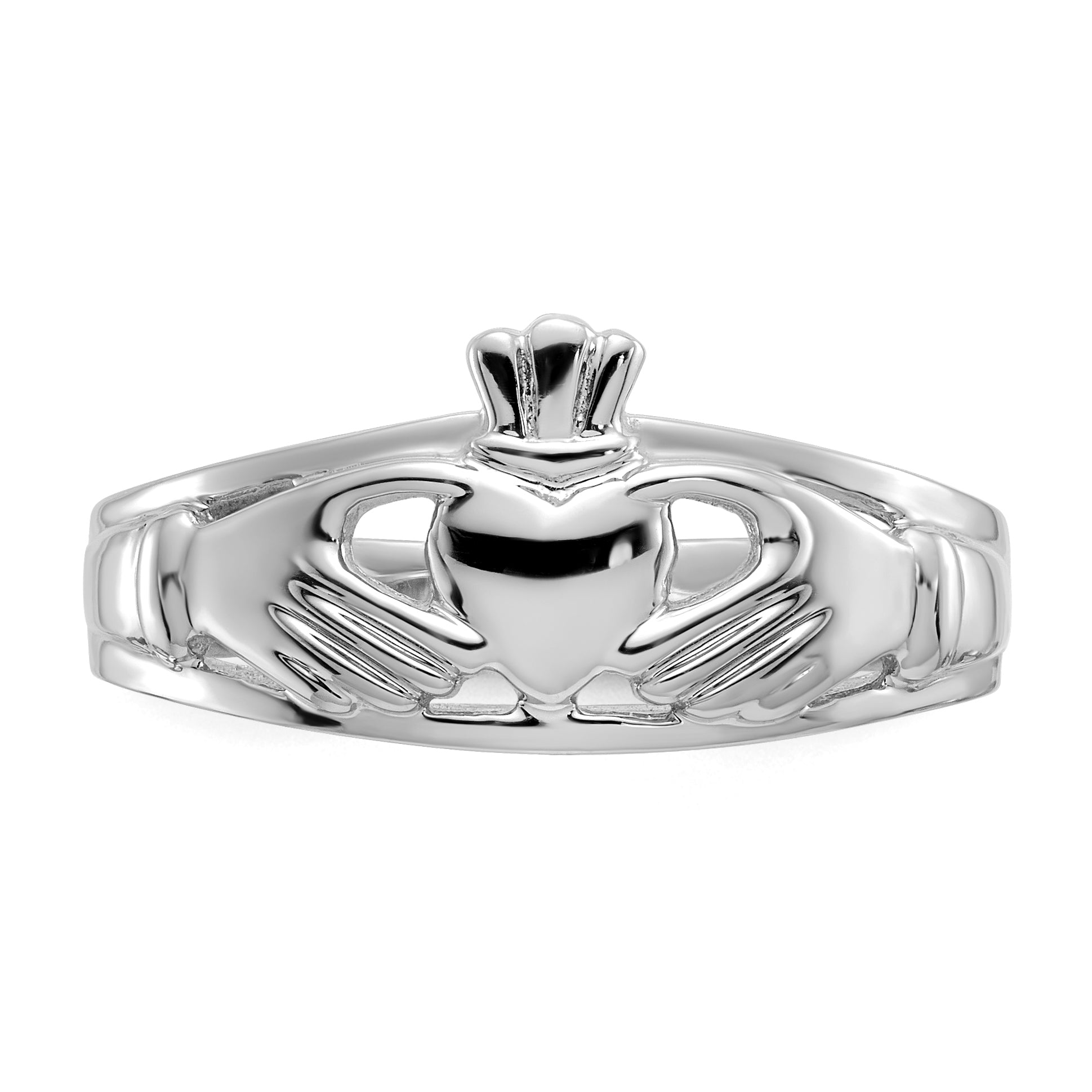 14k White Gold Ladies Claddagh Ring