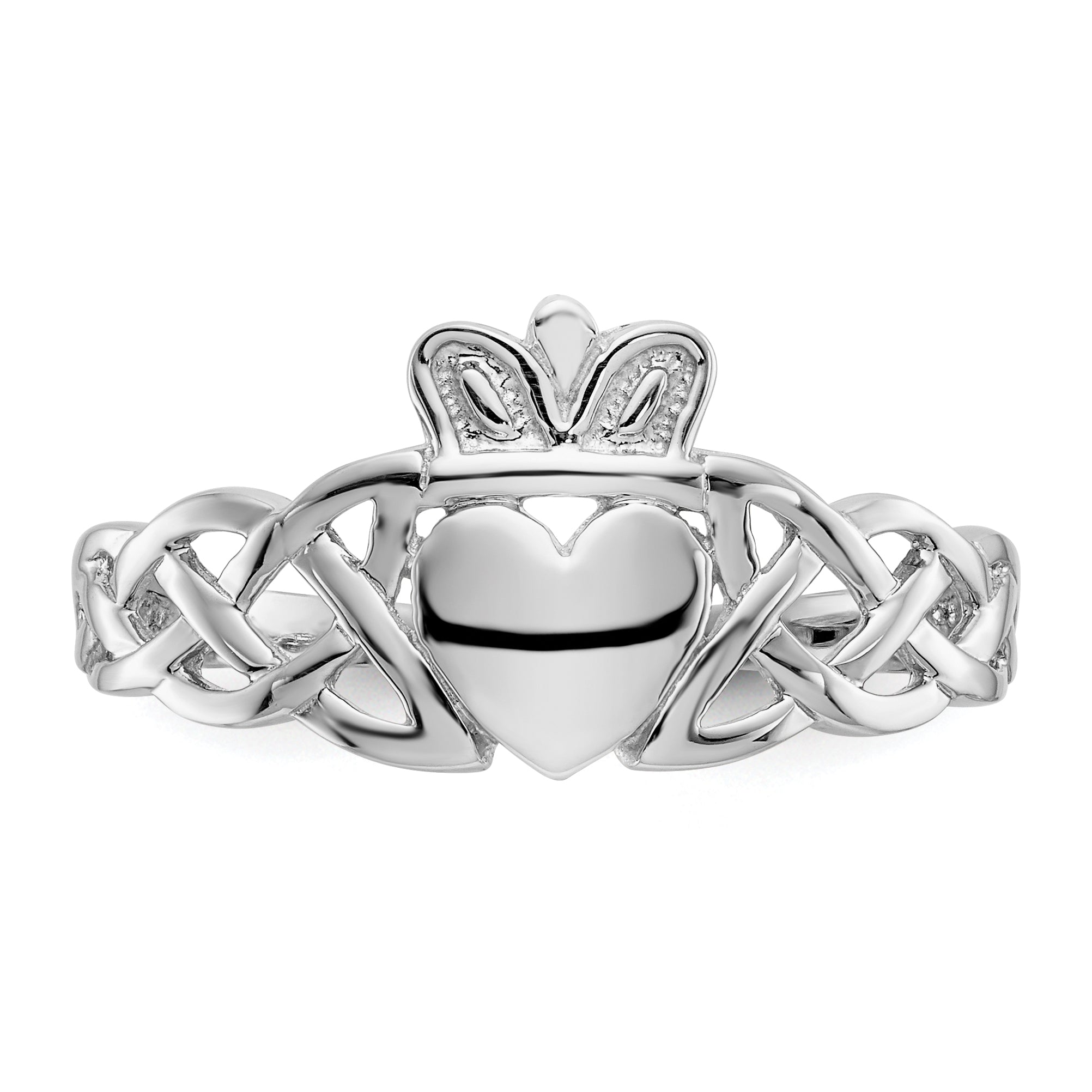 14k White Gold Mens Claddagh Ring