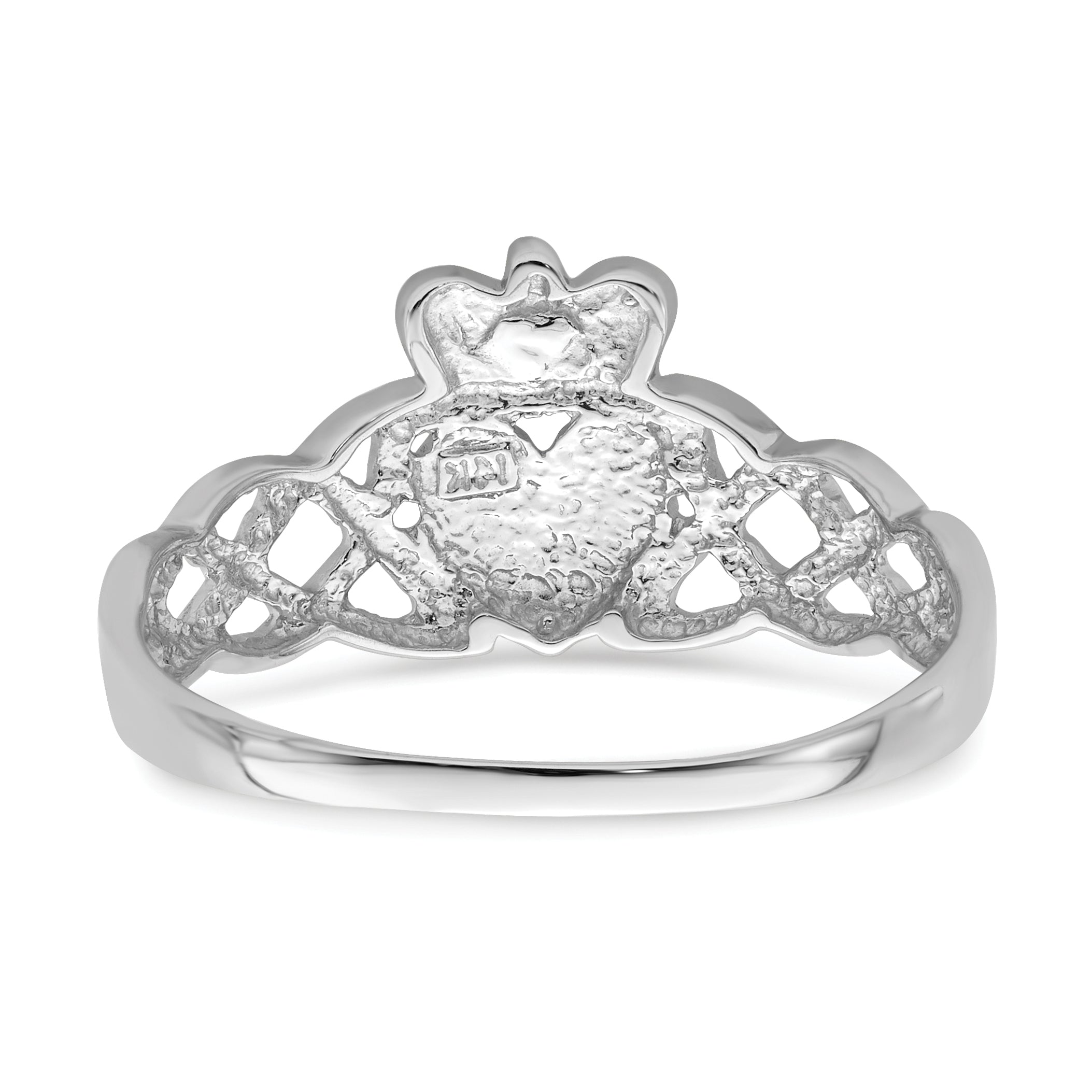 14k White Gold Mens Claddagh Ring