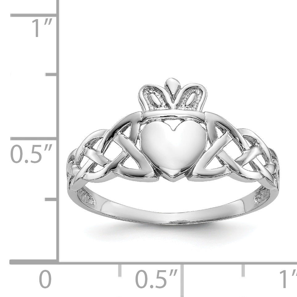 14k White Gold Mens Claddagh Ring