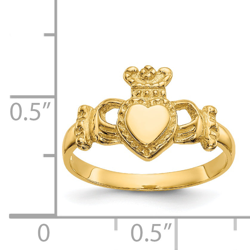 14k Polished Ladies Claddagh Ring