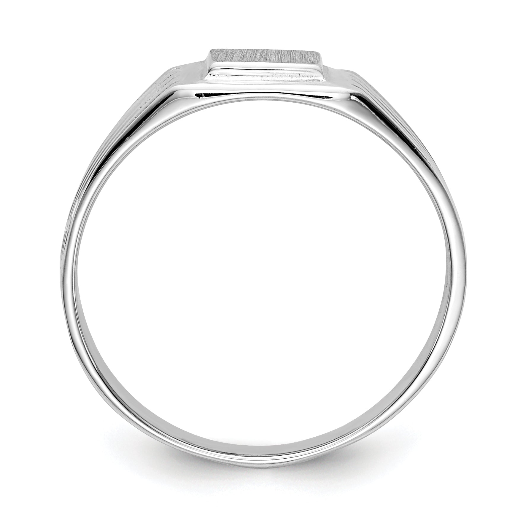 14k White Gold 5.25x5.0mm Childs Open Back Signet Ring