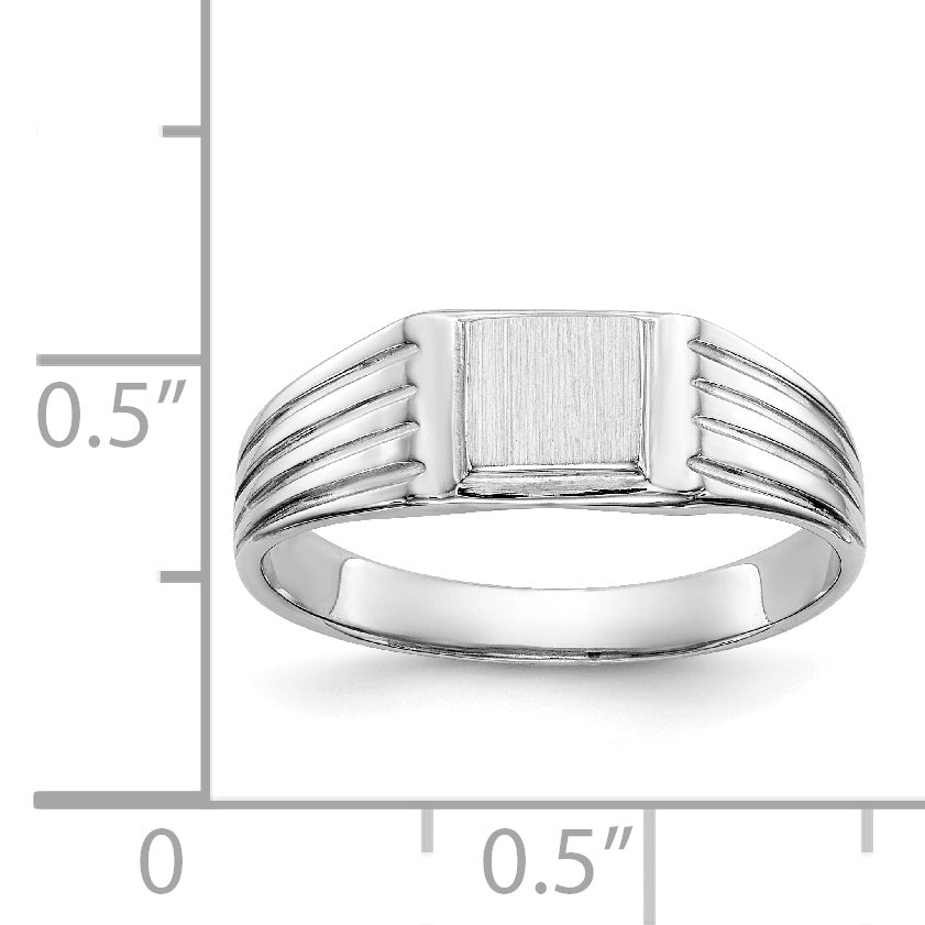 14k White Gold 5.25x5.0mm Childs Open Back Signet Ring