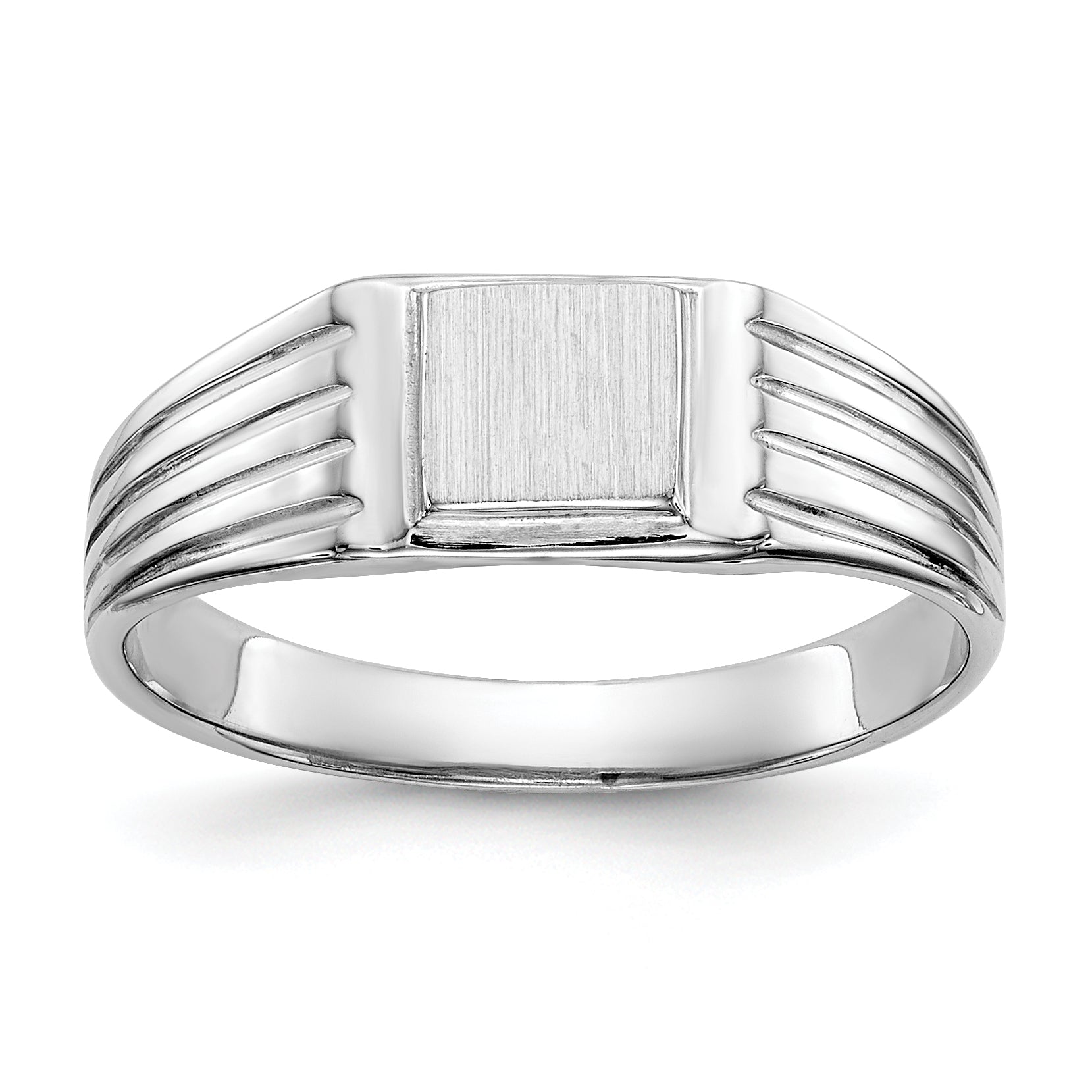 14k White Gold 5.25x5.0mm Childs Open Back Signet Ring