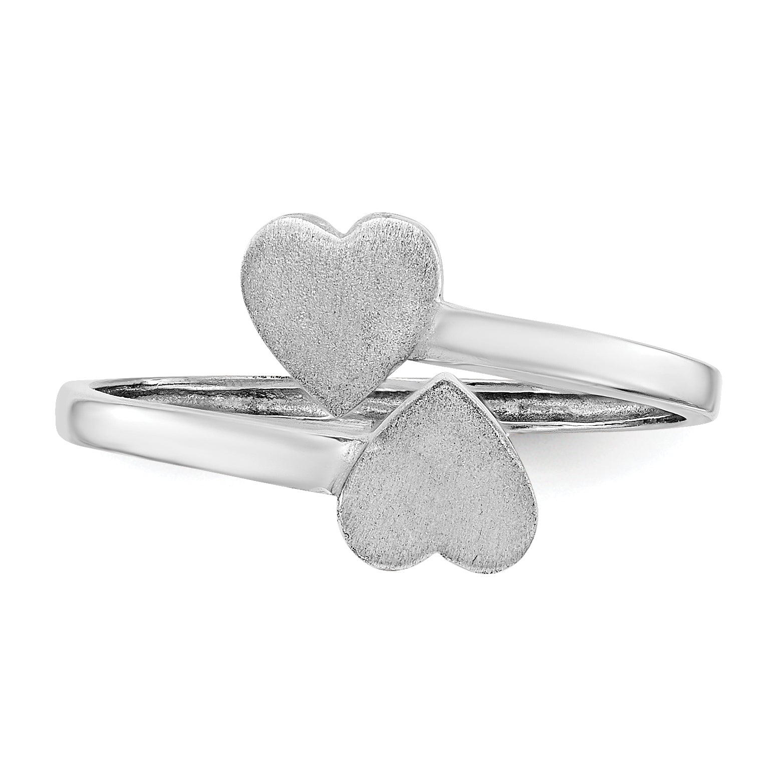 14k White Gold Double Heart Ring